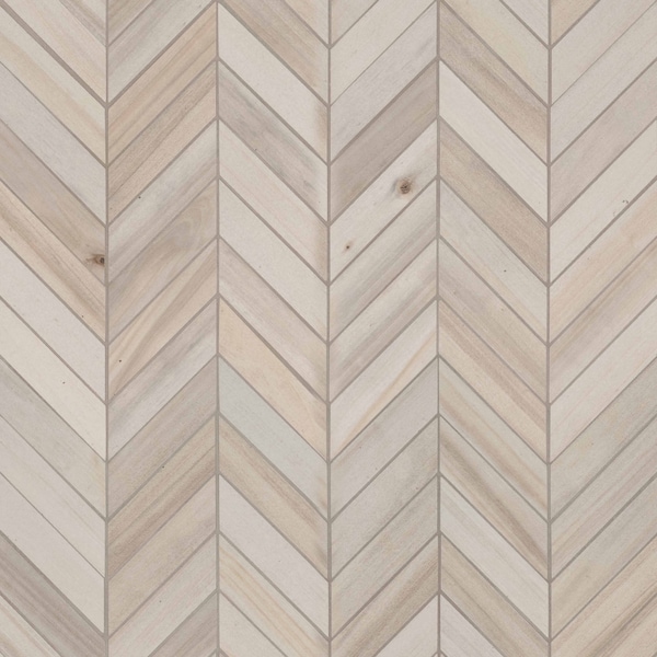 Havenwood Dove Chevron SAMPLE Glazed Porcelain Mesh-Mounted Mosaic Tile